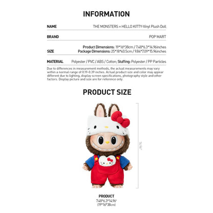 POP MART THE MONSTERS x Hello Kitty Vinyl Plush Doll 14.96" LABUBU Collectible Figure Limited Edition Home Decor Gift